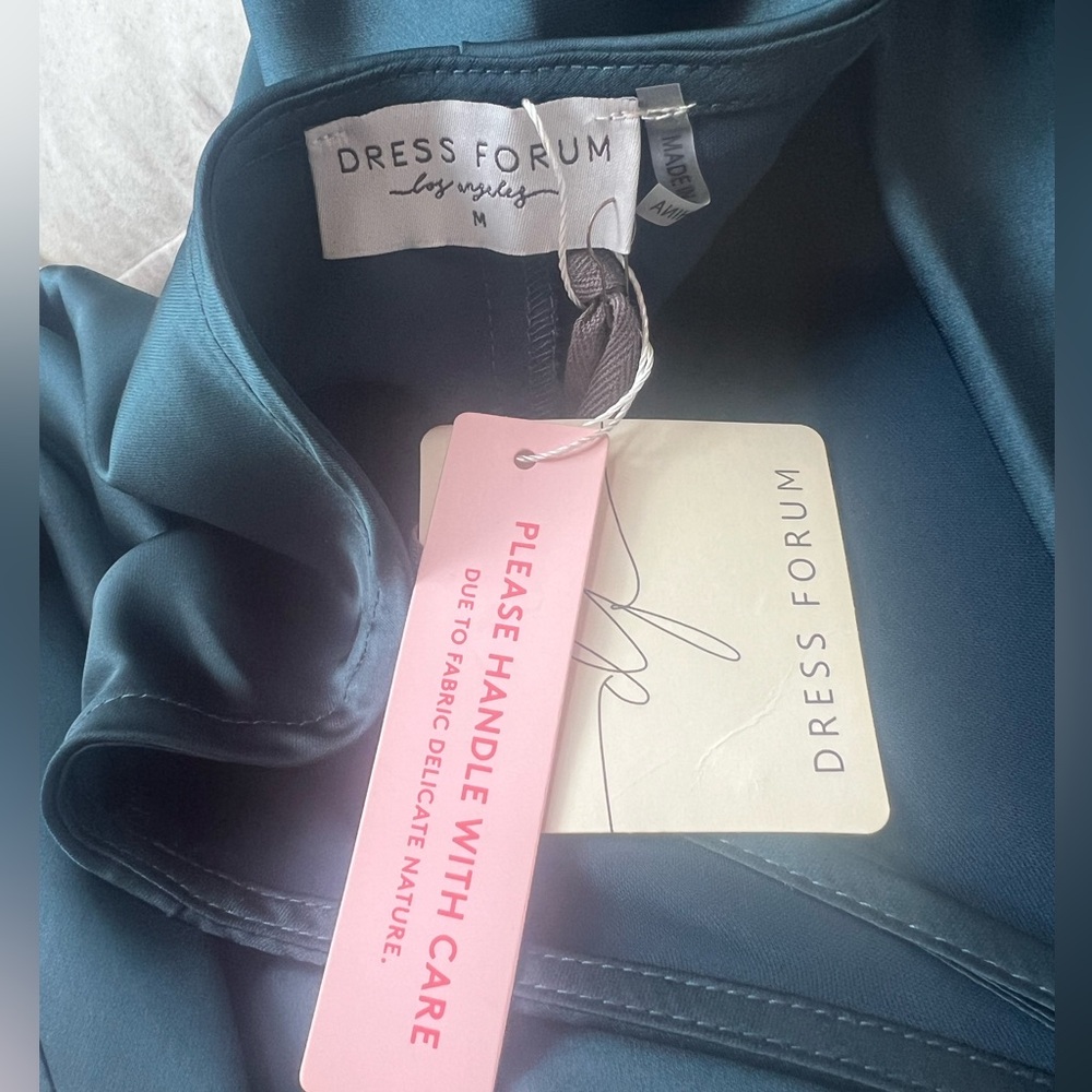 Teal Satin Formal Midi Dress - Picture 5 of 6